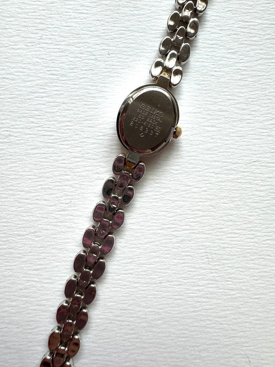 SEIKO Vintage Oval Dial Two-Toned Gold & Steel Sapphire Studded Ladies Quartz Watch