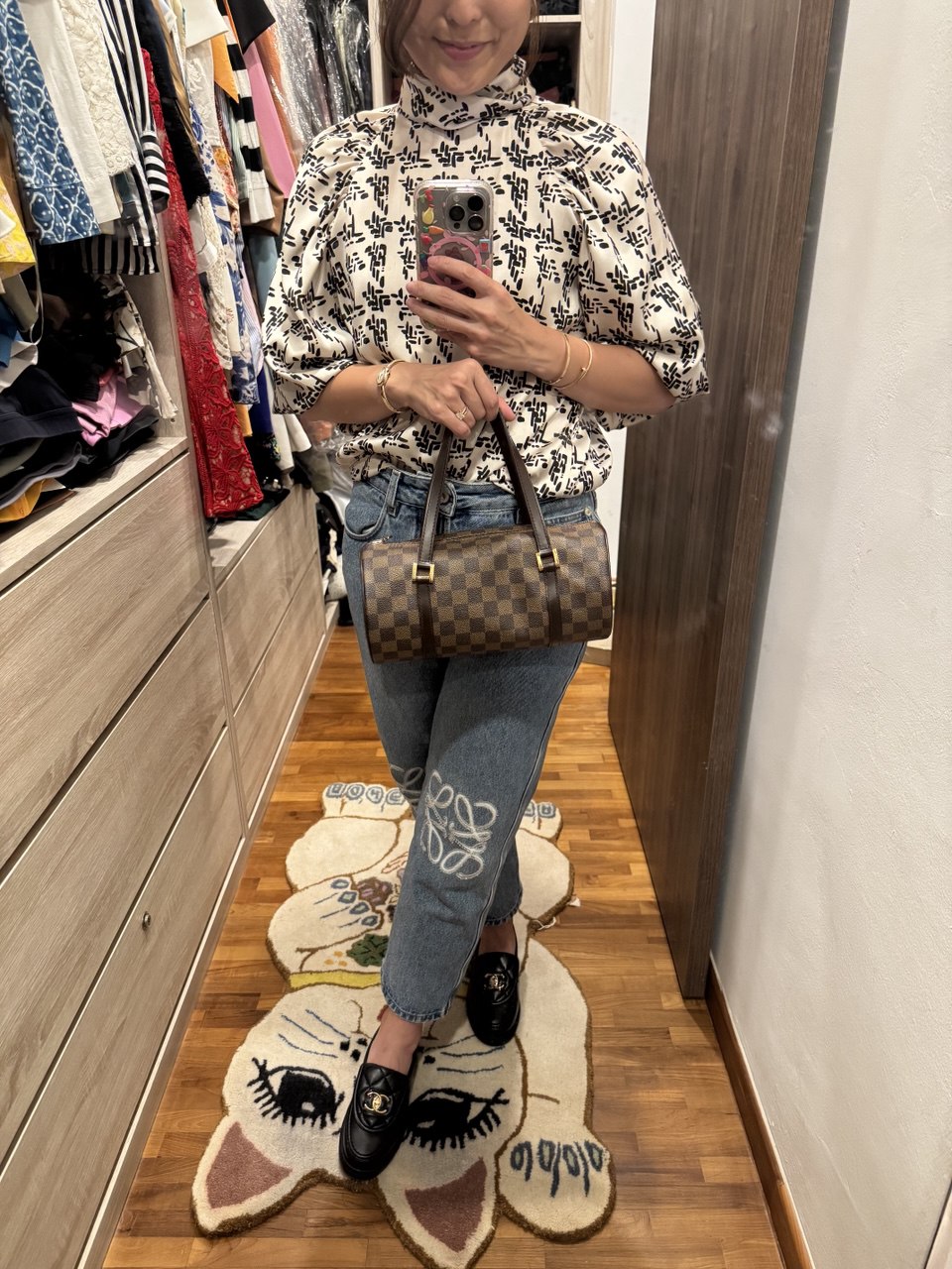 LOUIS VUITTON Papillon Ebene Damier 26 Bag (Vintage)