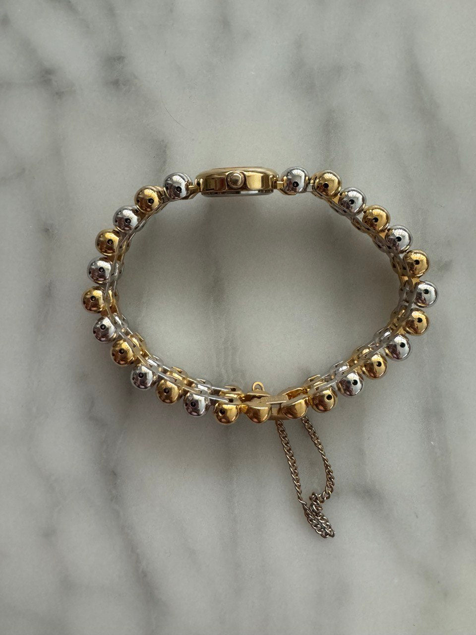 SEIKO Vintage 1990s Watch with Gold Tone and Steel Beaded Bracelet (Rare!)