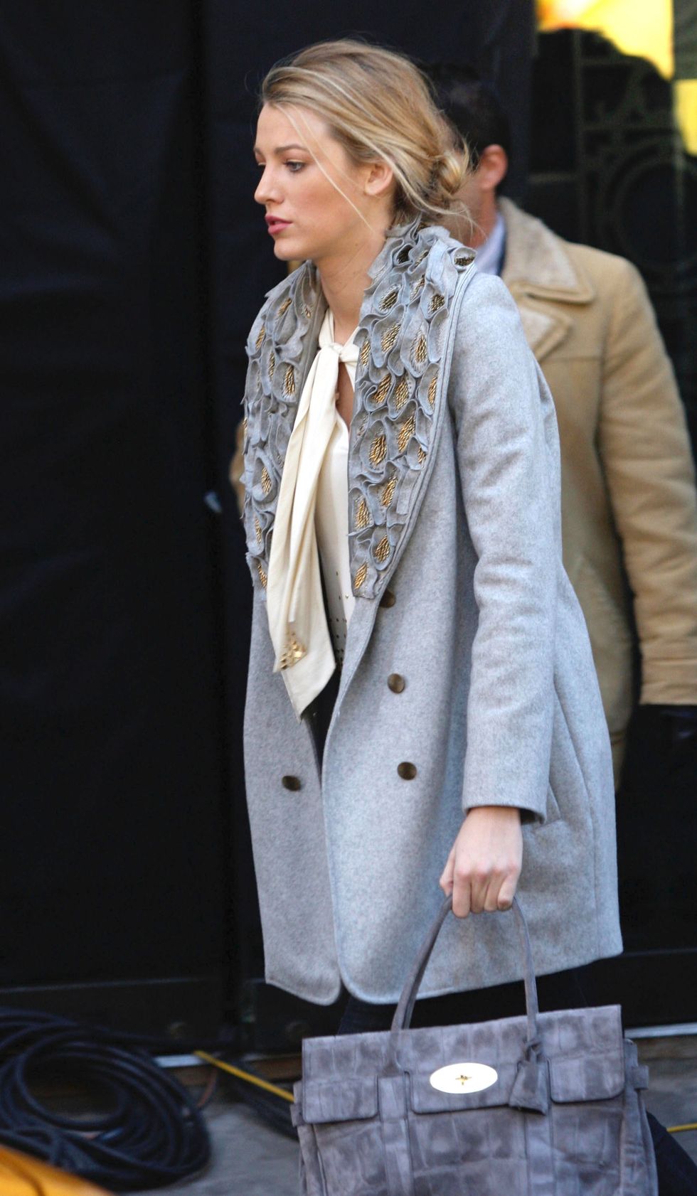 MULBERRY Bayswater in Gray Crocodile Embossed Suede Leather Silver Hardware