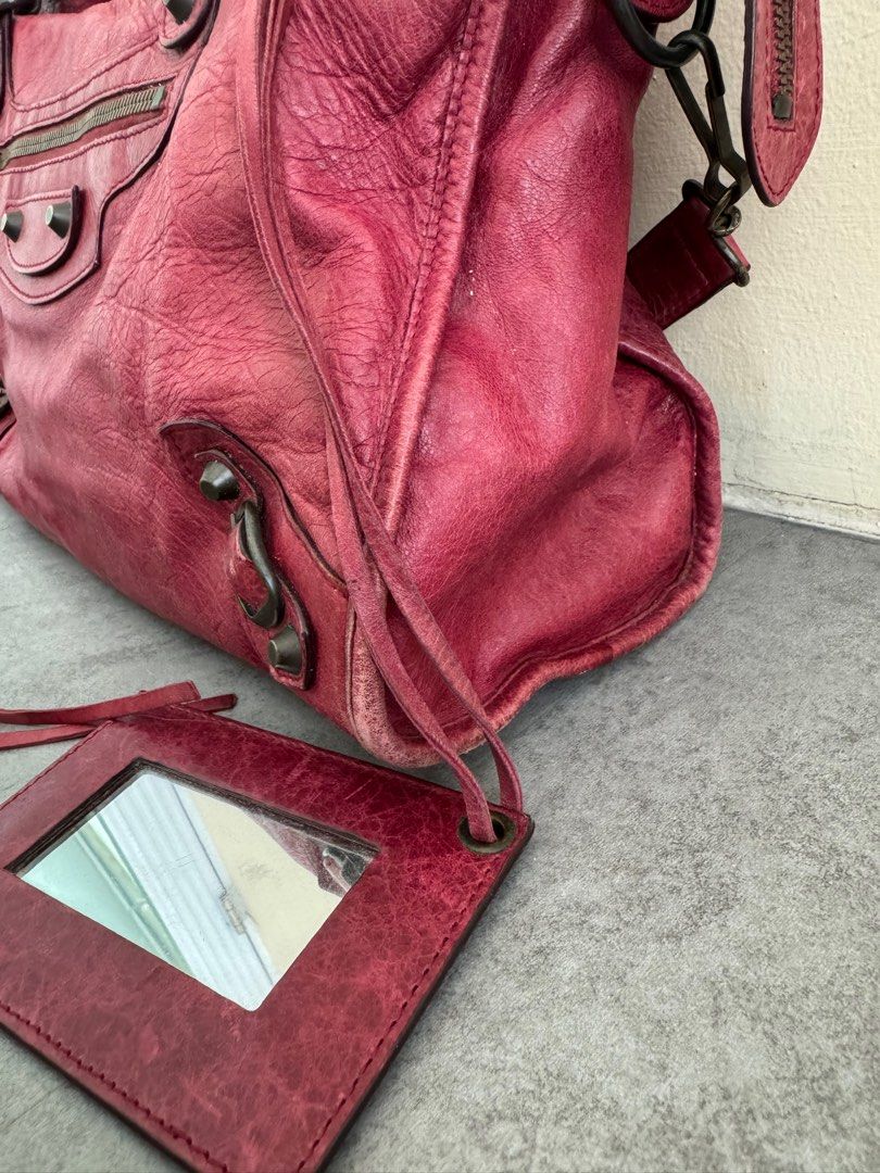 BALENCIAGA City in Medium Pourpre with Regular Brass Hardware