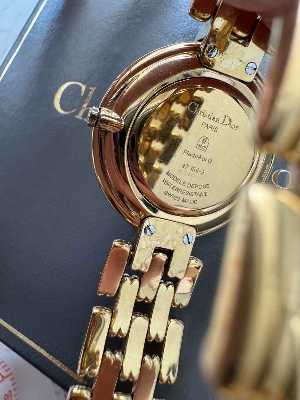 CHRISTIAN DIOR Bagheera Black Moon Gold Bracelet Watch (Rare!)