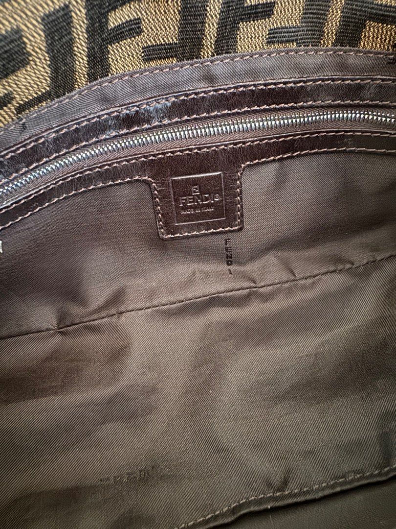 FENDI Tobacco Zucca Fold Over Baguette Shoulder Bag