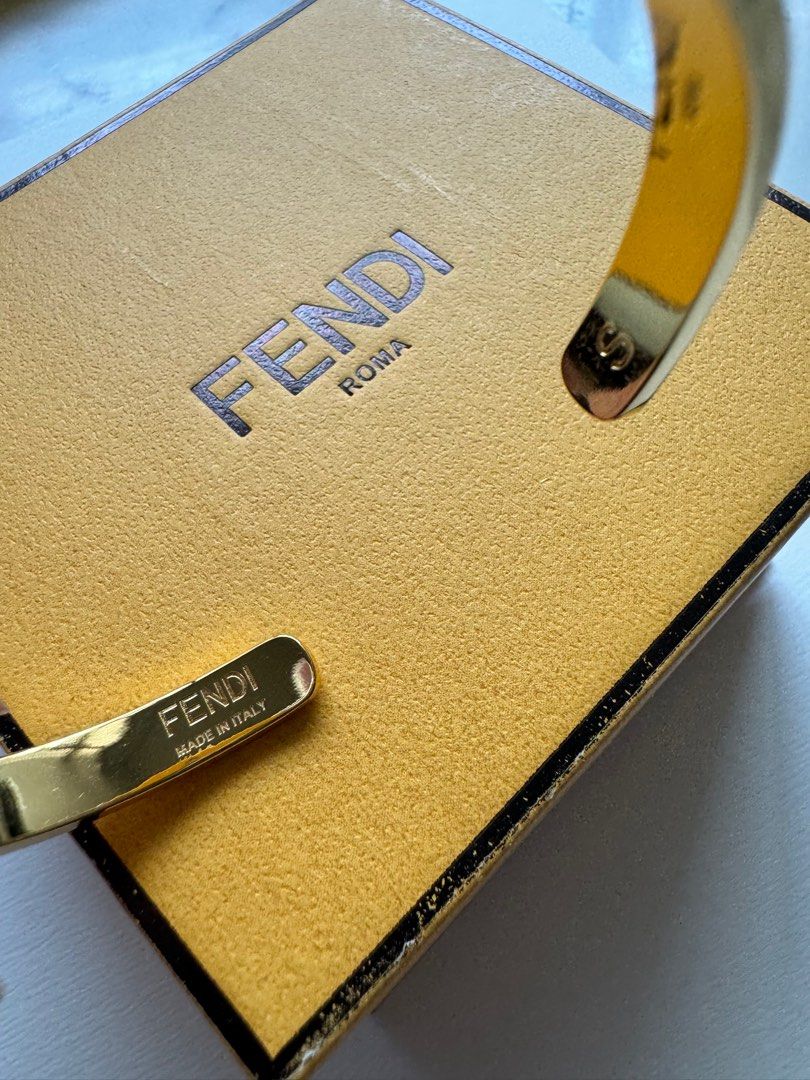 FENDI F is FENDI Zirconia Embellished Gold Bangle