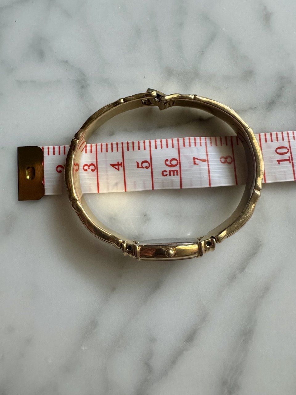 CITIZEN “The Empress” 1990s Gold-Tone Oval Face Quartz Bamboo Bangle Watch