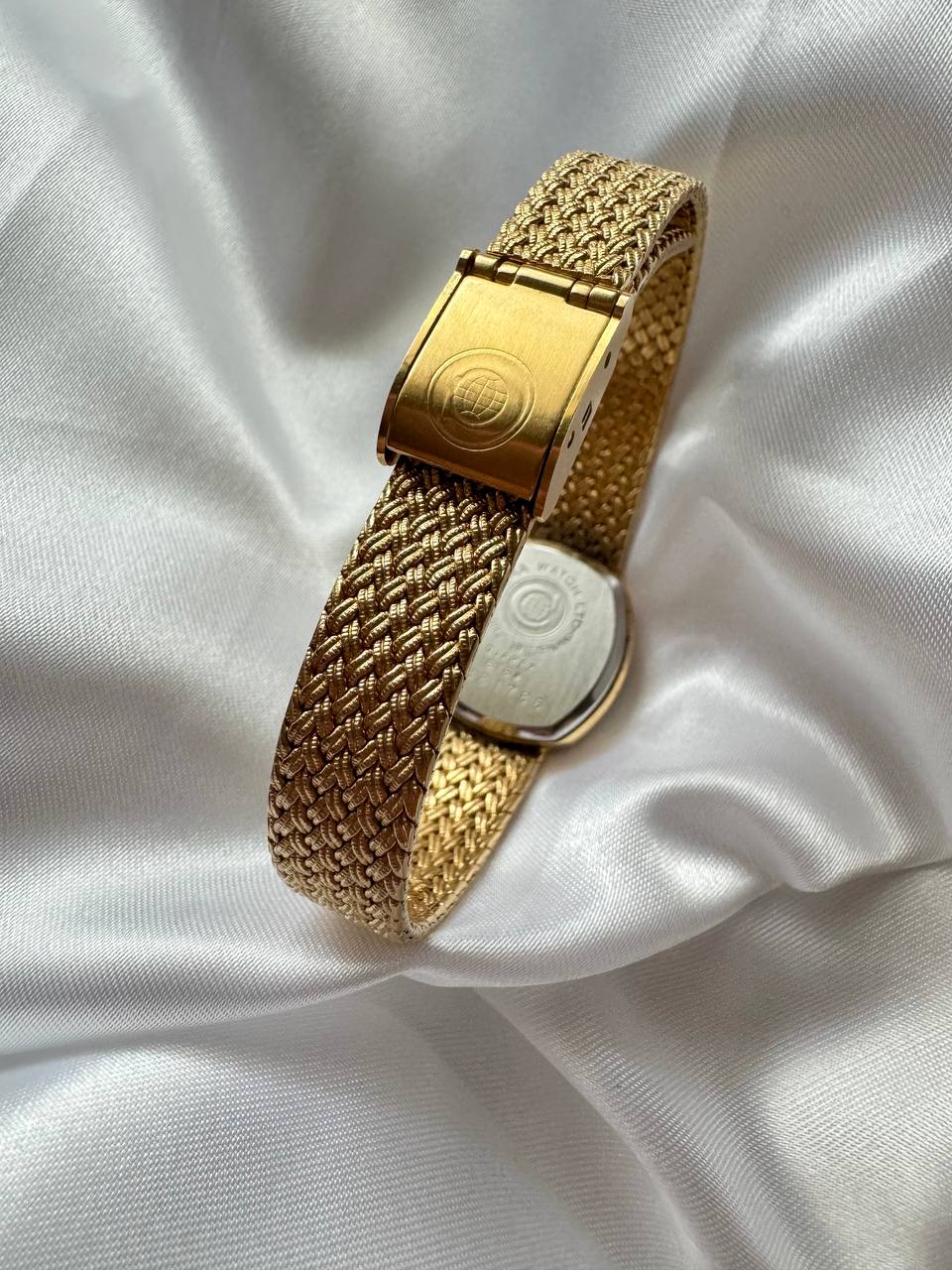 CYMA Vintage Champagne Gold Tone Diamante Ellipse Woven Bracelet Ladies Quartz Watch