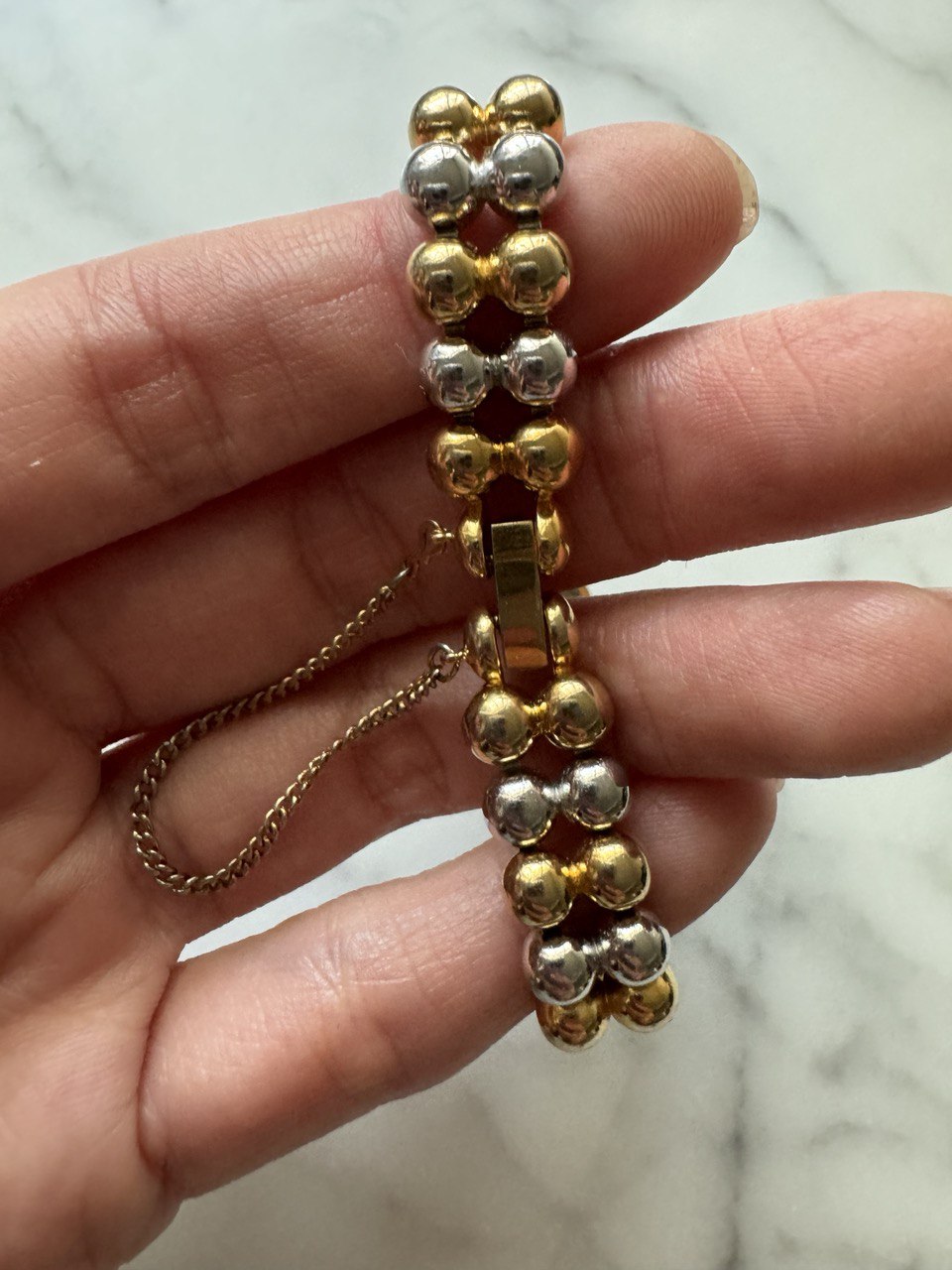 SEIKO Vintage 1990s Watch with Gold Tone and Steel Beaded Bracelet (Rare!)