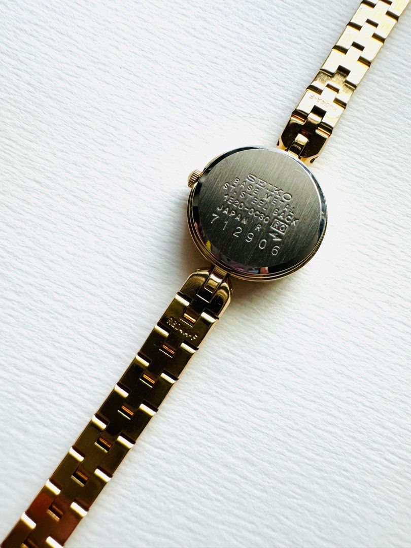 RARE Seiko Vintage Gold-Tone Dainty Bracelet Watch with Safety Chain