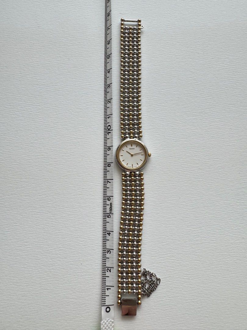 Vintage SEIKO Two-tone Silver and Gold Beaded Ladies Wrist Watch