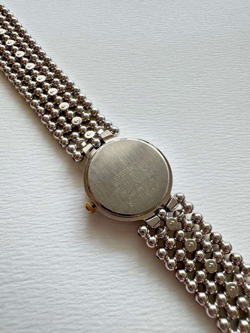 Vintage SEIKO Two-tone Silver and Gold Beaded Ladies Wrist Watch