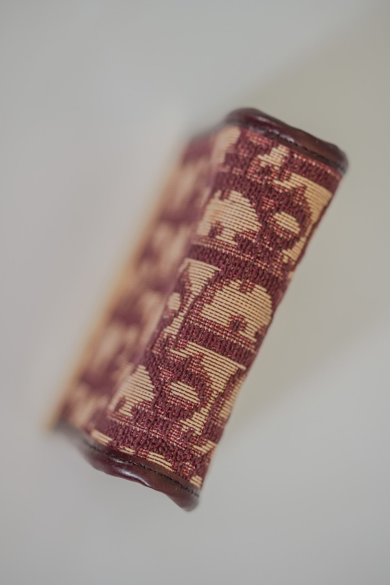 Vintage Dior Trotter Oblique coin purse base gusset detail, burgundy jacquard and leather trim