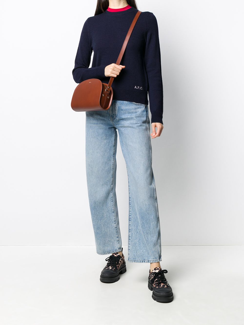 A.P.C. Demi Lune Crossbody Bag in Noisette