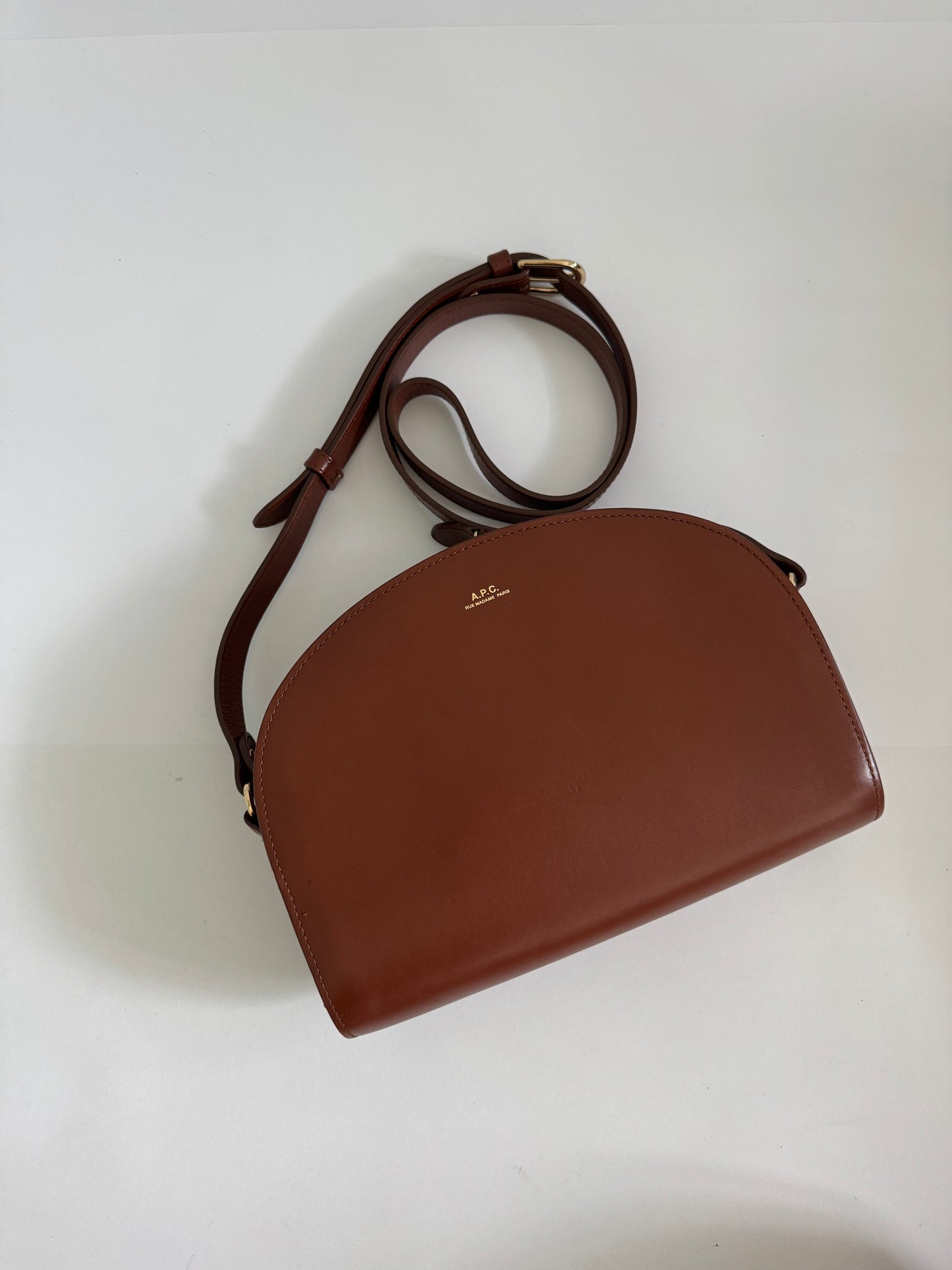 A.P.C. Demi Lune Crossbody Bag in Noisette