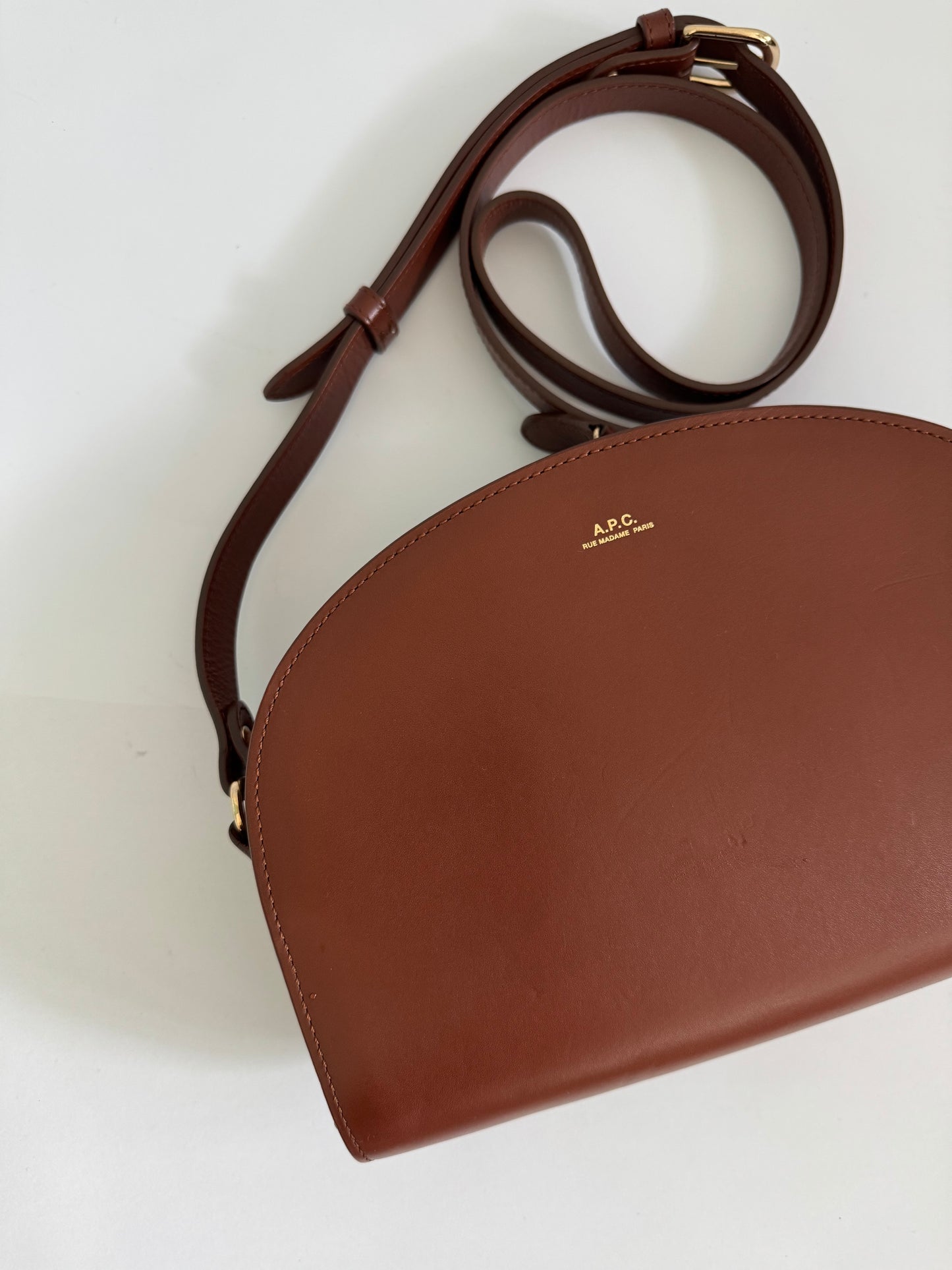A.P.C. Demi Lune Crossbody Bag in Noisette