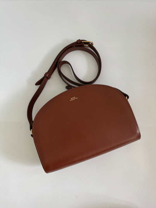 A.P.C. Demi Lune Crossbody Bag in Noisette
