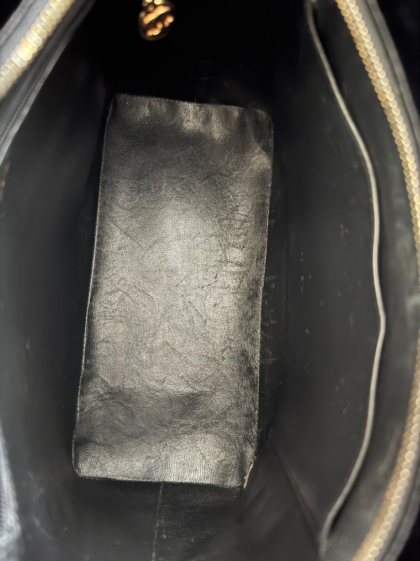 CHANEL Black Patent Medallion Top Handle Tote Bag (2003)