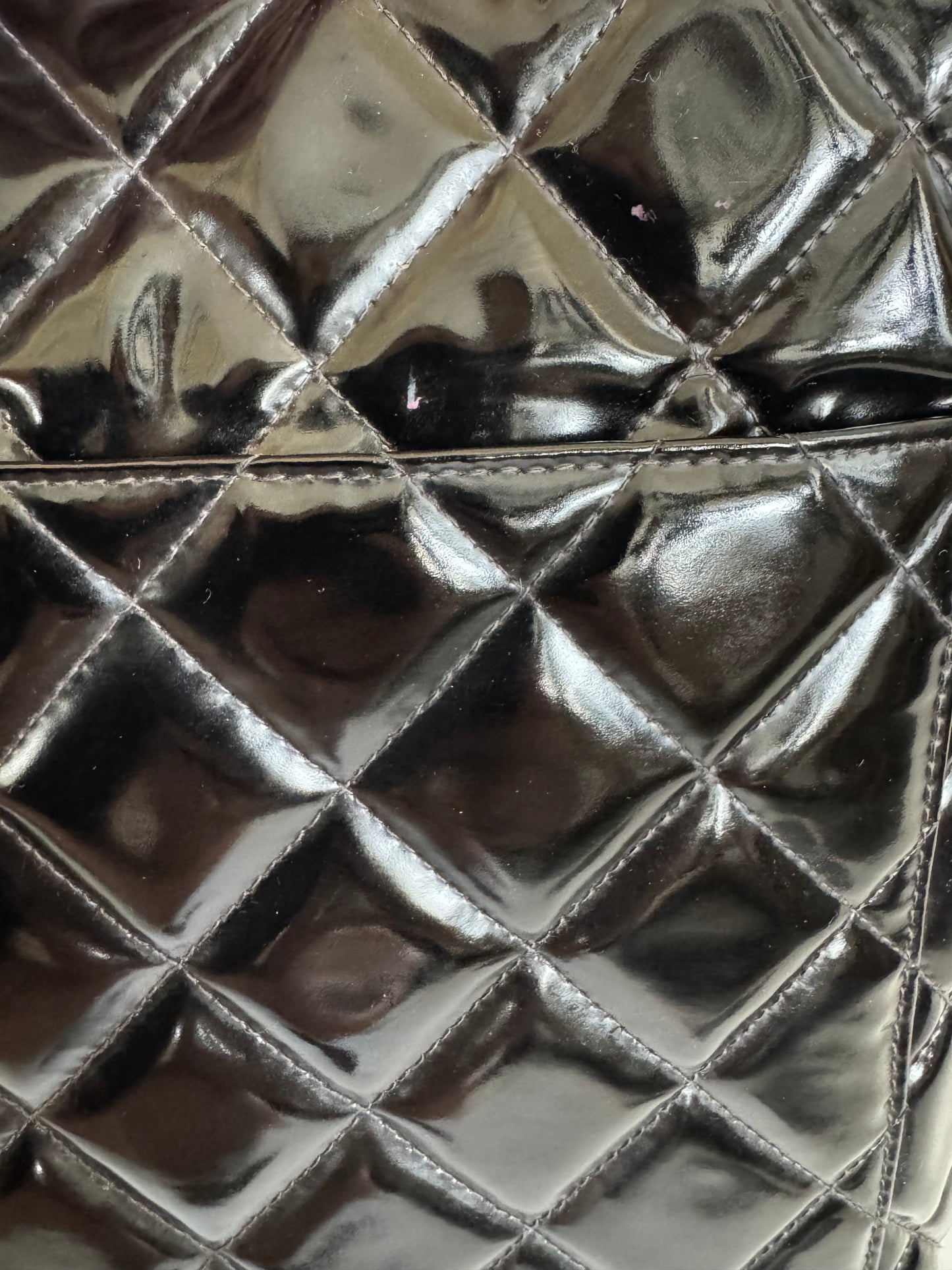 CHANEL Black Patent Medallion Top Handle Tote Bag (2003)