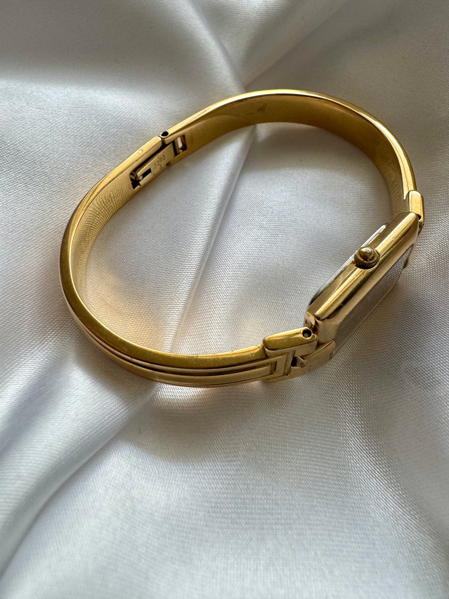 1990s Givenchy Millésime Gold-Plated Bangle Watch with Black Dial