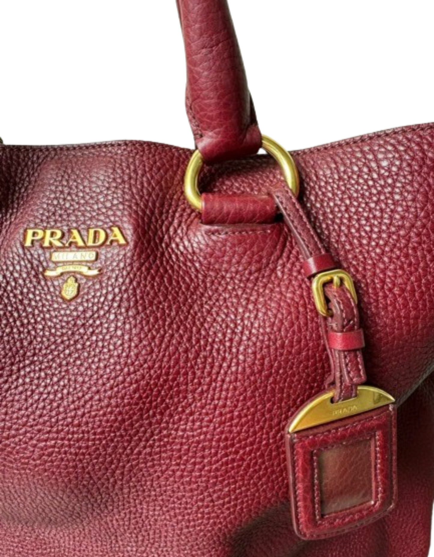 PRADA Vitello Phenix Tote Bag in Maroon