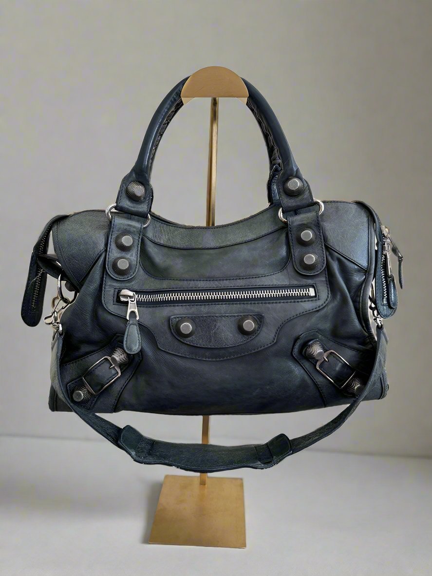 Balenciaga City Bag in Anthracite Grey with Silver Giant Hardware