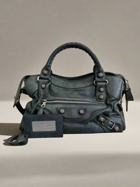 Balenciaga City Bag in Anthracite Grey with Silver Giant Hardware