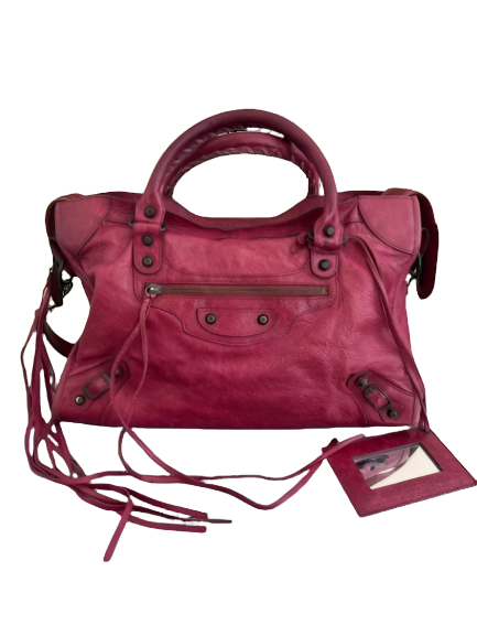 BALENCIAGA City in Medium Pourpre with Regular Brass Hardware