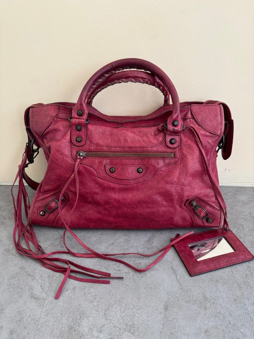 BALENCIAGA City in Medium Pourpre with Regular Brass Hardware