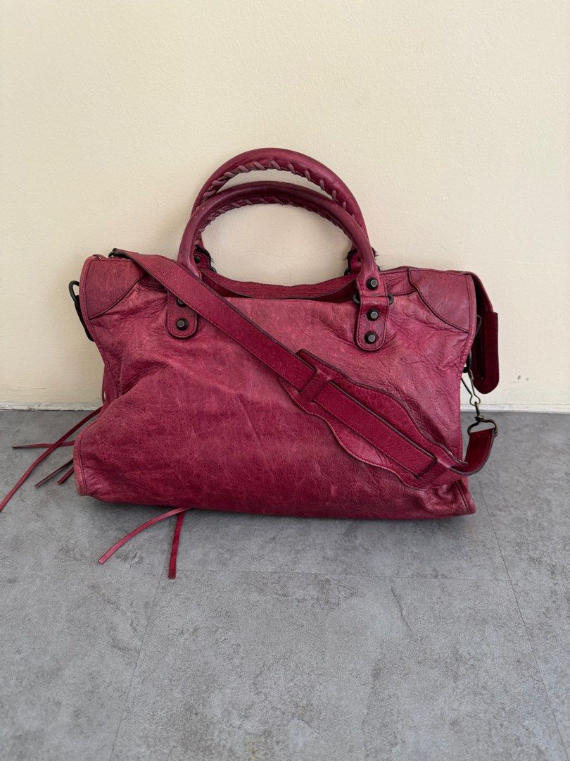 BALENCIAGA City in Medium Pourpre with Regular Brass Hardware