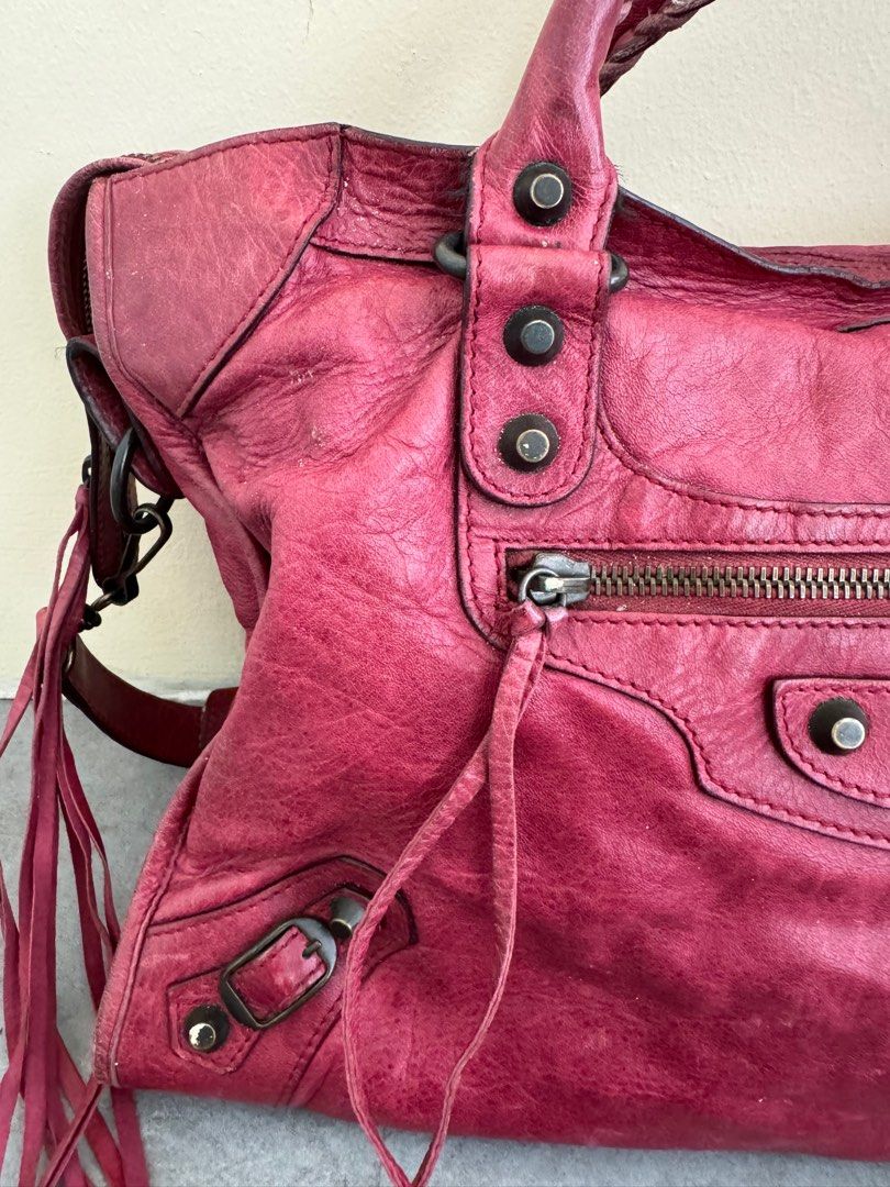 BALENCIAGA City in Medium Pourpre with Regular Brass Hardware