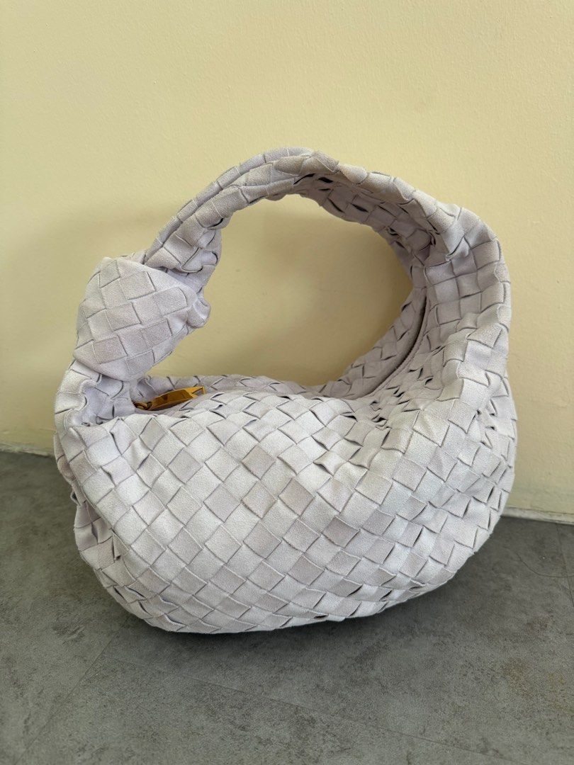 BOTTEGA VENETA Teen Intrecciato Suede Shoulder Bag in Washed Mirth