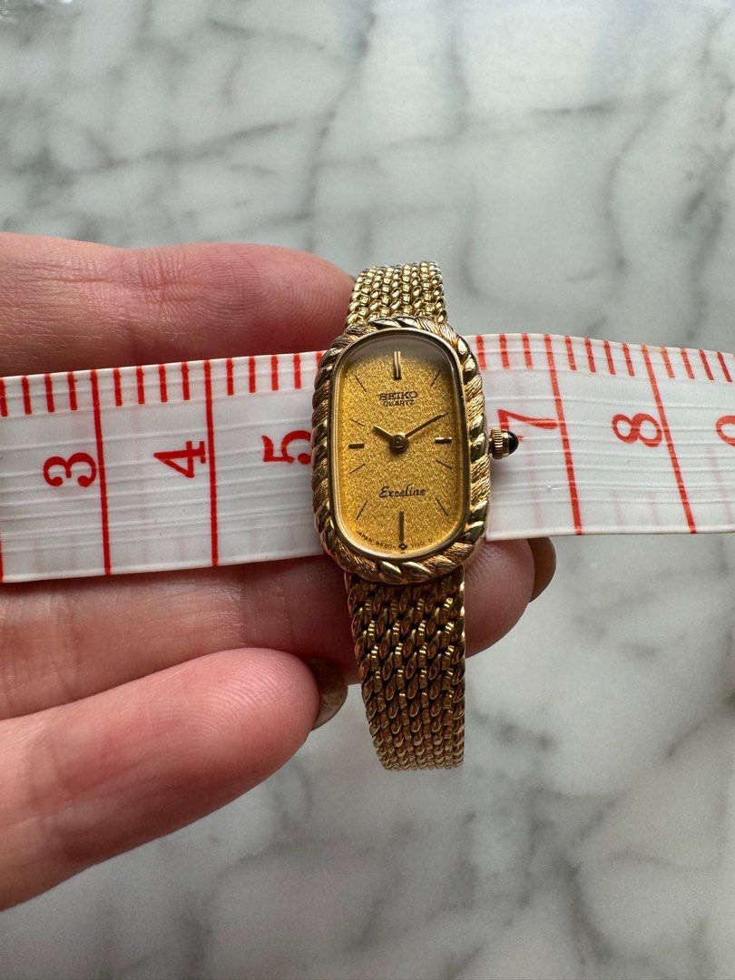 SEIKO Exceline Dainty 1990s Rope Woven Oval Ladies Gold Dress Watch