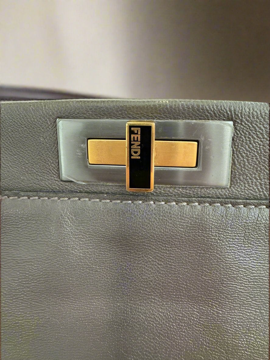 FENDI Peekaboo Shoulder Top Handle Bag in Large Brown