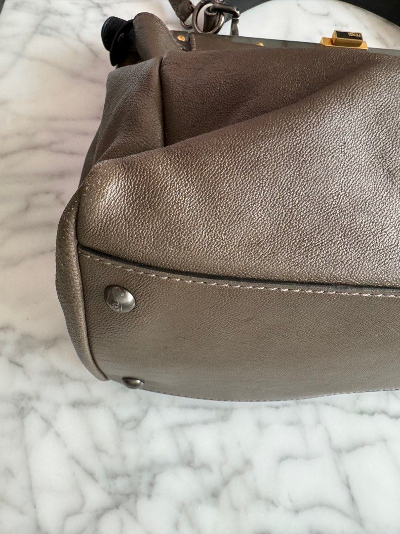 FENDI Peekaboo Shoulder Top Handle Bag in Large Brown