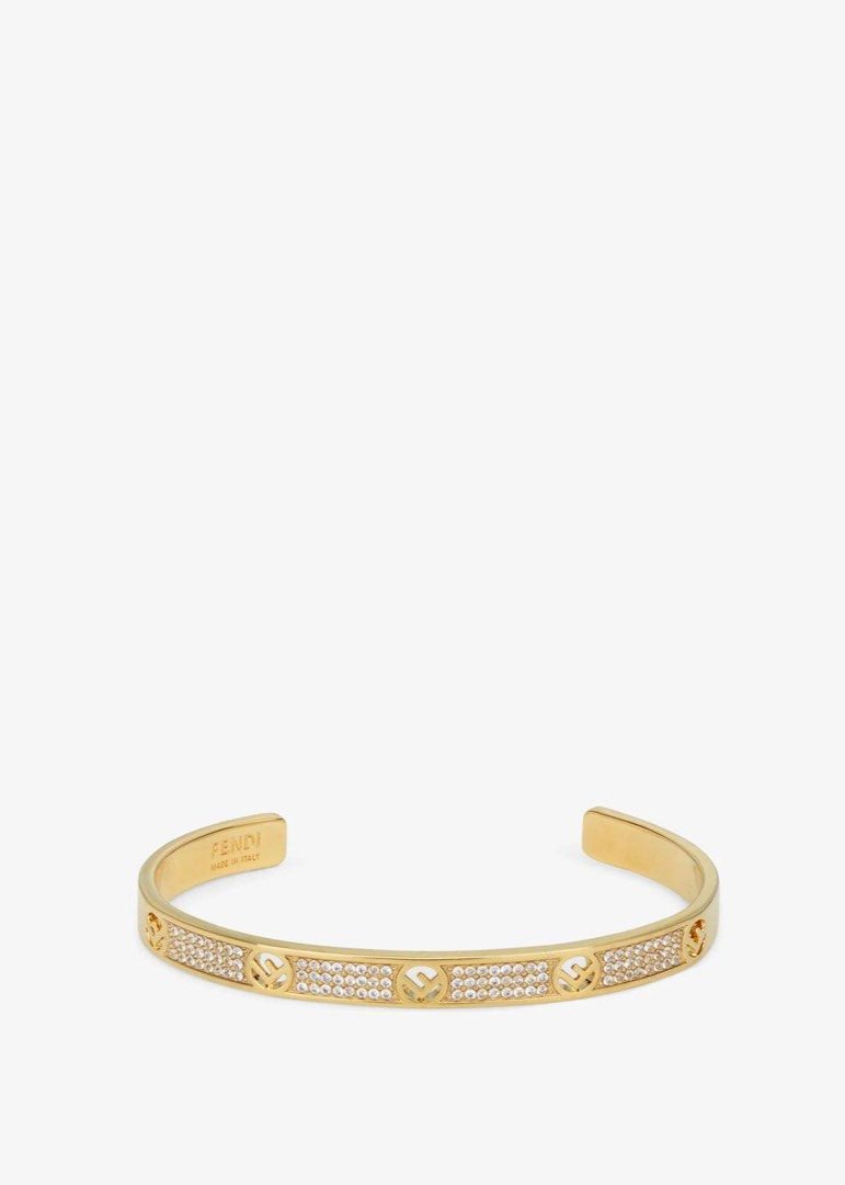 FENDI F is FENDI Zirconia Embellished Gold Bangle