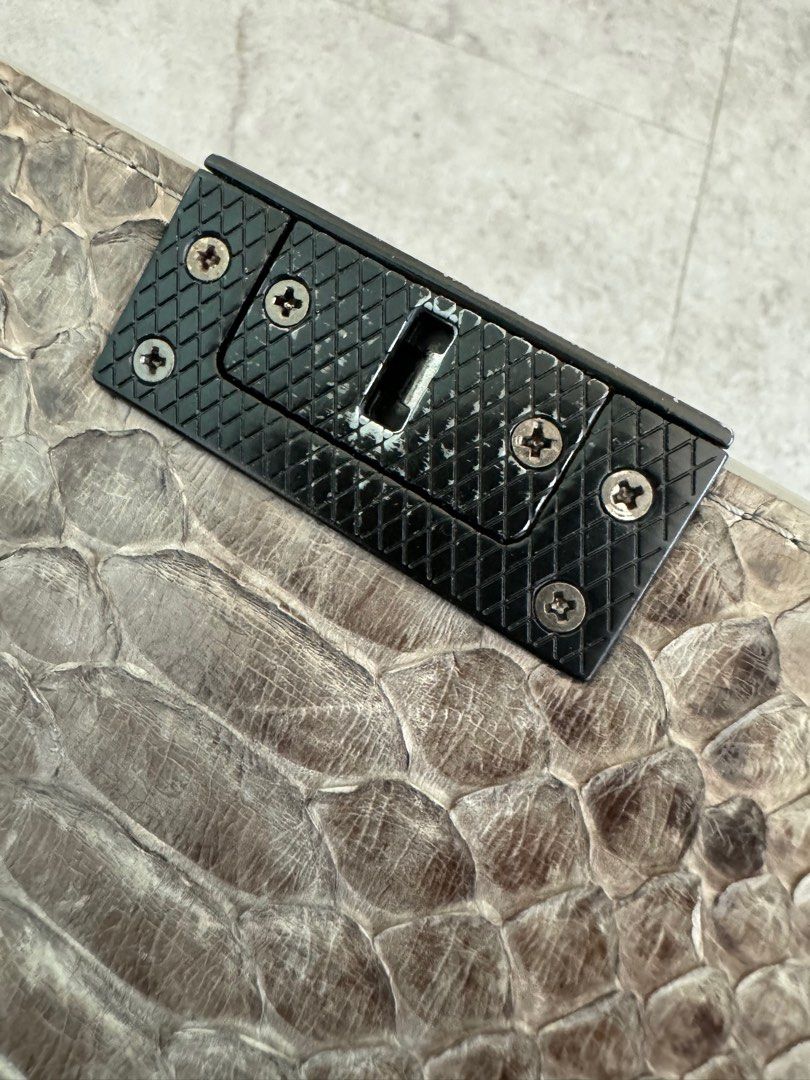 LINGWU Exotic Snake Skin Shoulder Bag Black Brass Hardware