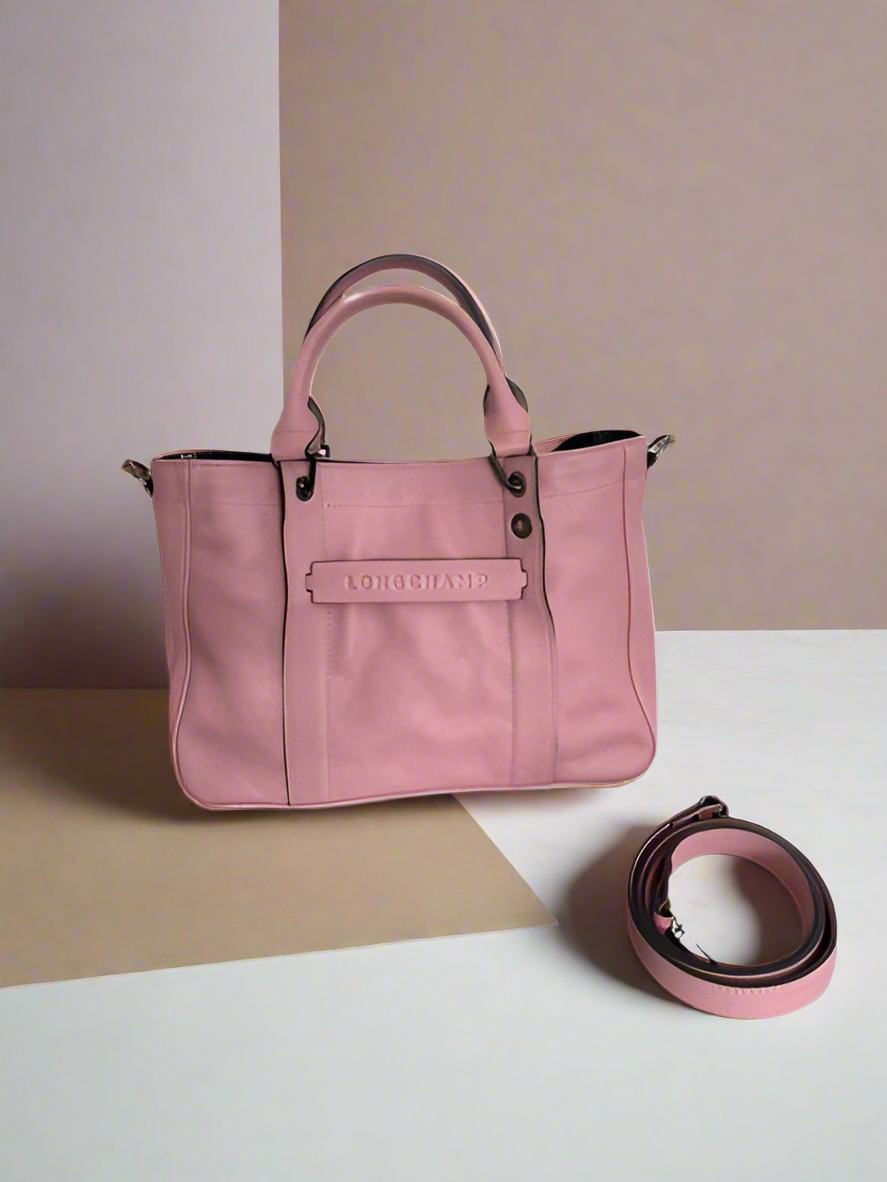 LONGCHAMP 3D Top Handle Crossbody Bag in Pink Leather Medium