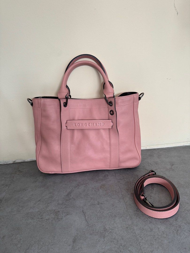 LONGCHAMP 3D Top Handle Crossbody Bag in Pink Leather Medium