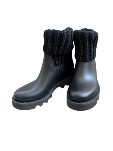 MONCLER Ginette Rain Boots in Black Wool Blend