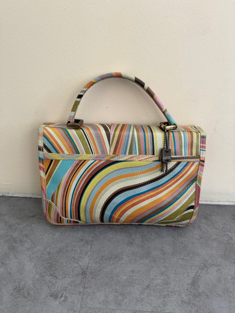 Paul Smith Men Only Leather Multicoloured Swirl Top Handle Bag