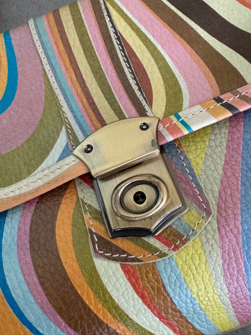 Paul Smith Men Only Leather Multicoloured Swirl Top Handle Bag
