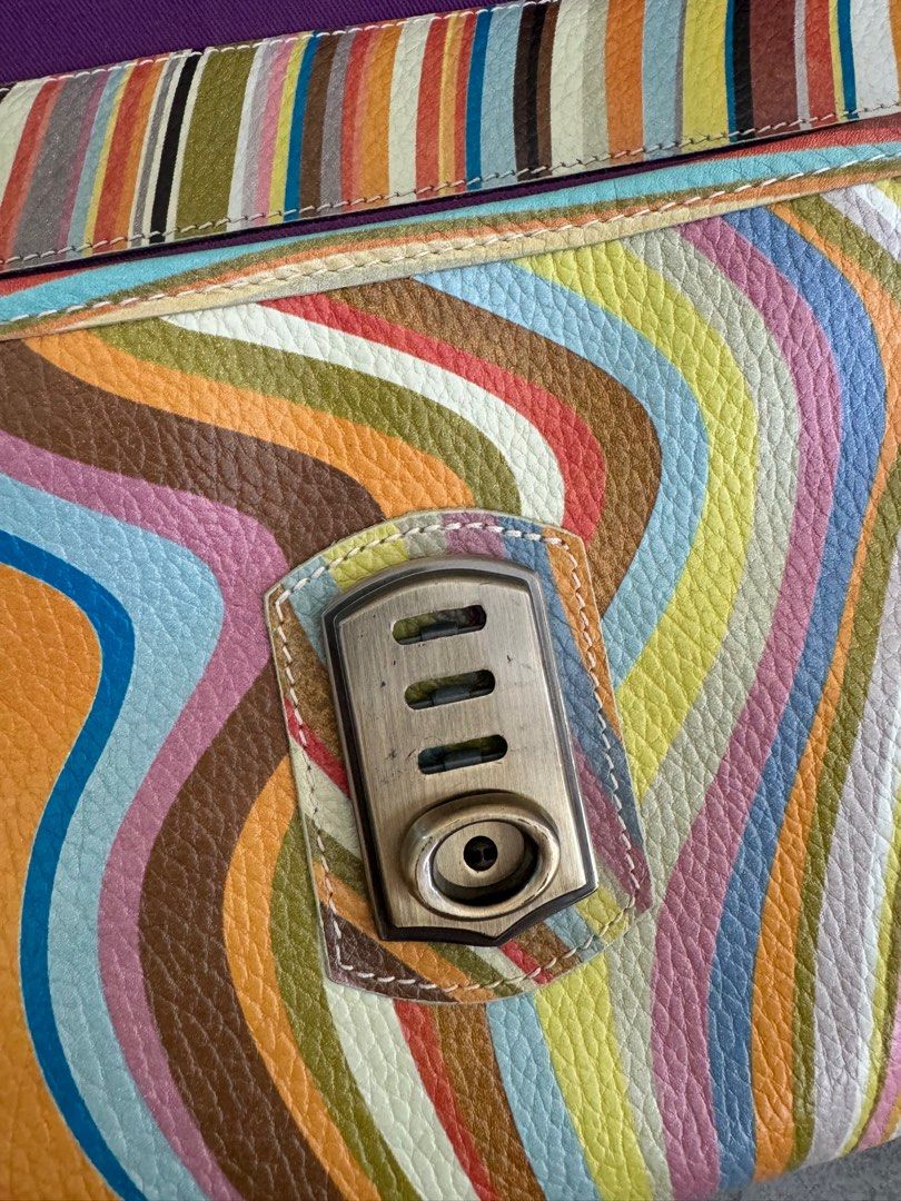 Paul Smith Men Only Leather Multicoloured Swirl Top Handle Bag