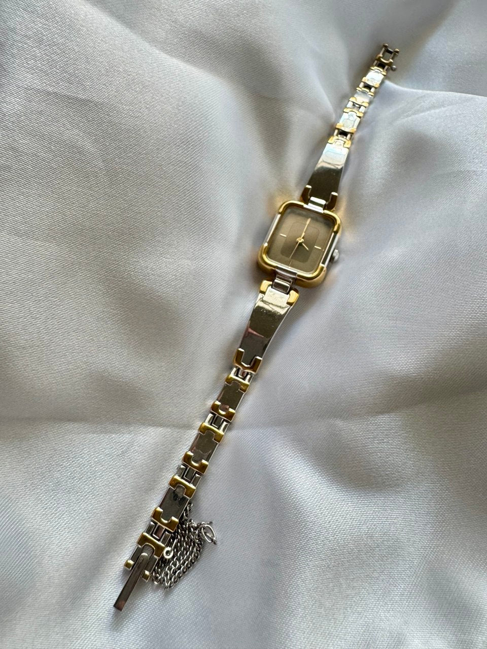 SEIKO Noir Deco Mirror Rectangular Two-Tone Silver and Gold Tank Ladies Watch