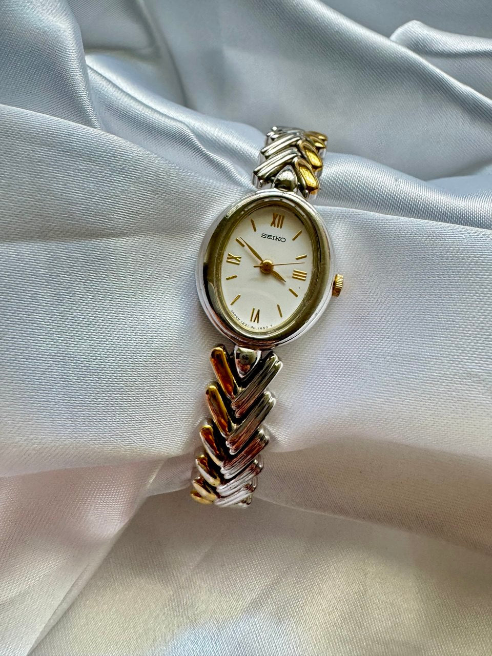 SEIKO Chevron Muse Two-Tone Oval Ladies Quartz Watch