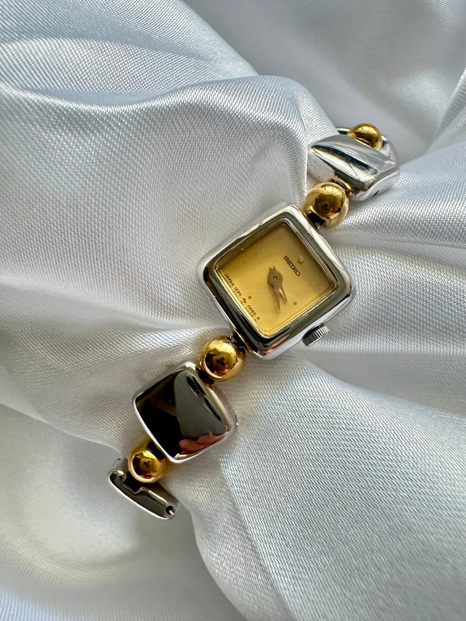 SEIKO Moonlit Squares Two-Tone Vintage Bracelet Quartz Ladies Watch