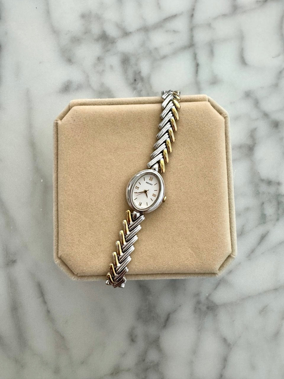 SEIKO Chevron Muse Two-Tone Oval Ladies Quartz Watch