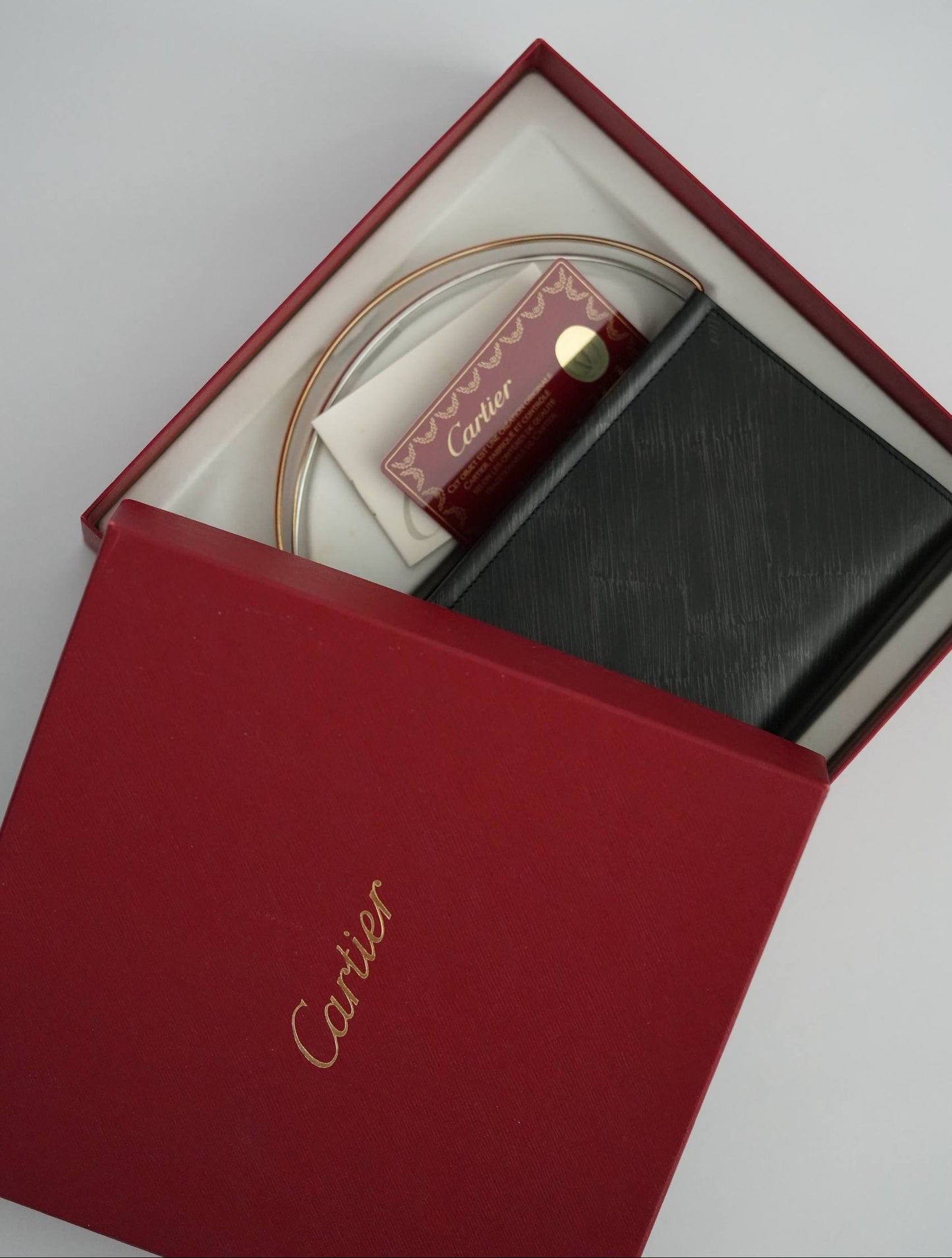 Cartier full set open red box with bag care booklet authenticity card ribbon cleaning cloth