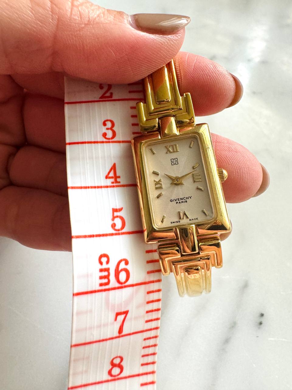 Givenchy Vintage 1990s Gold-Plated Bangle Watch with White Dial