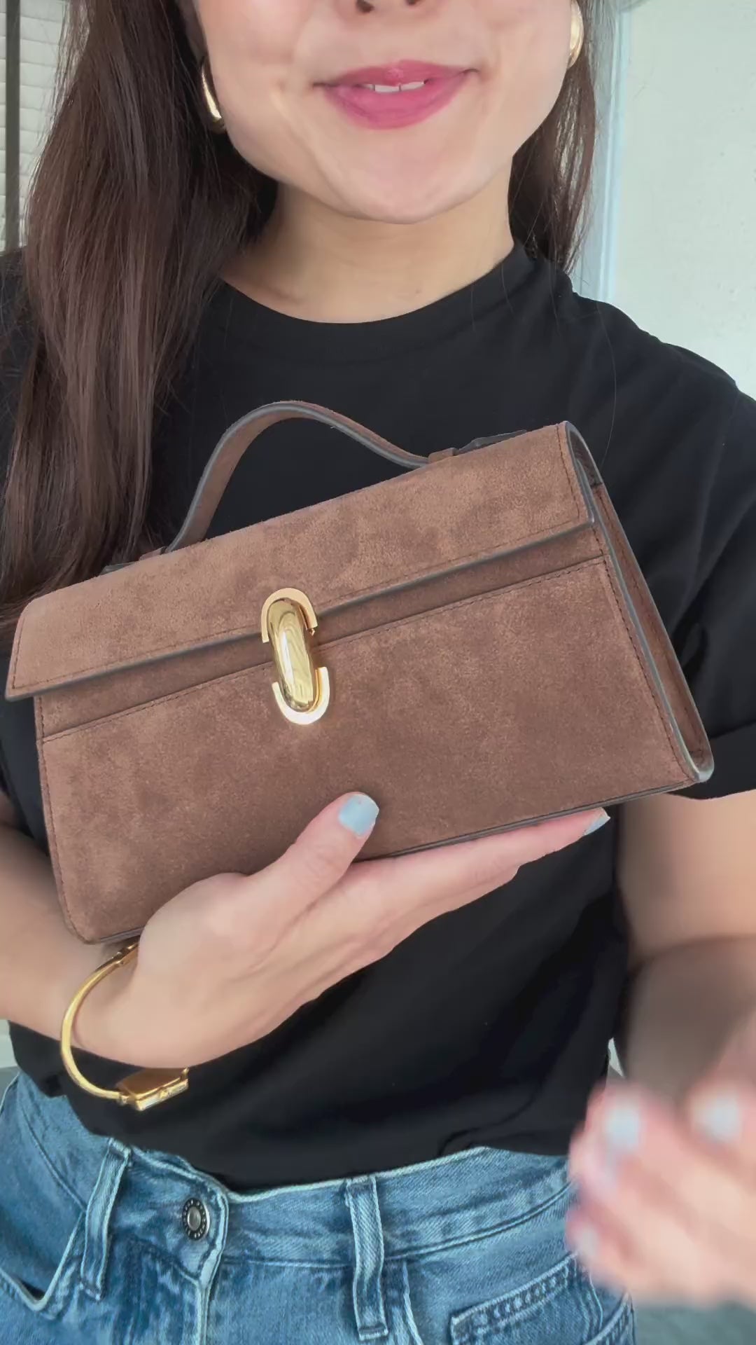 SAVETTEサベット　SLIM SYMMETRY POCHETTE ブラウン SAVETTE】SLIM SYMMETRY POCHETTE／レザーハンドバッグ｜THE STORE by