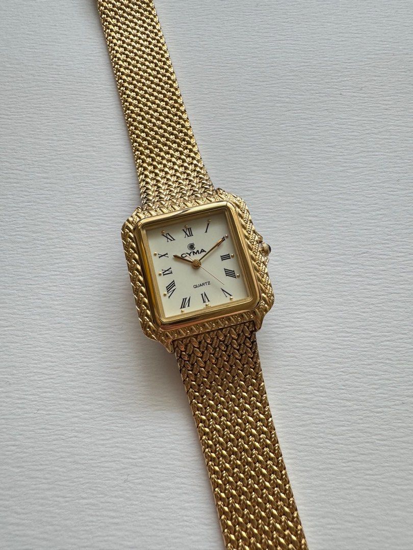 CYMA Vintage Swiss made Gold Toned Square Wrist Unisex Watch