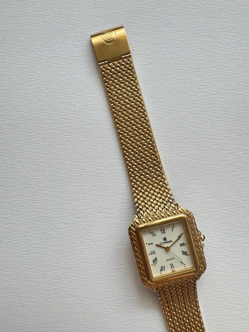 CYMA Vintage Swiss made Gold Toned Square Wrist Unisex Watch